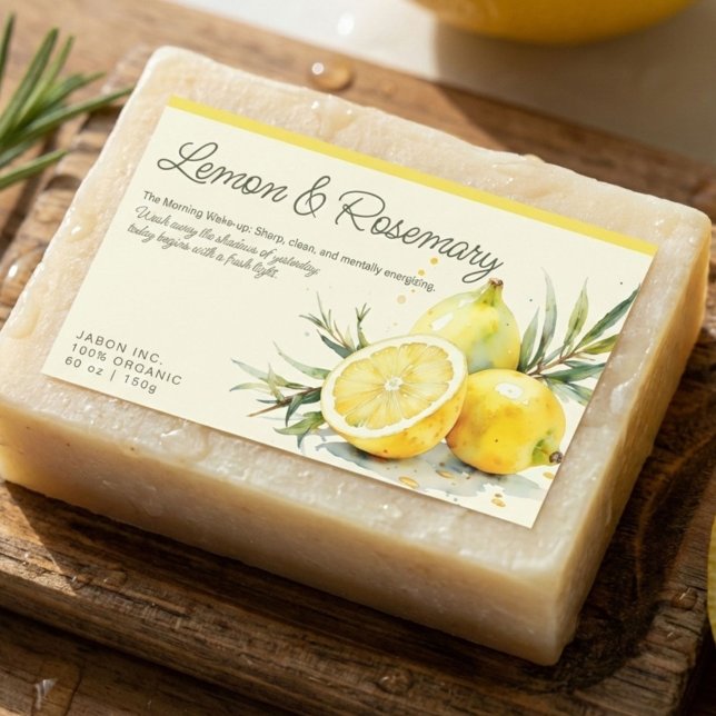 Rectangulaire Lemon & Rosemary Organic Soap Sticker Label (Créateur téléchargé)