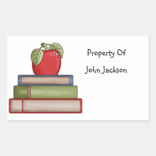 Rectangulaire Livres Scolaires Propriété De Sticker (Devant)