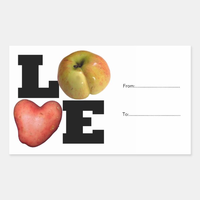 Rectangulaire LOVE Collection coeur Pomme de terre Sticker perso (Devant)