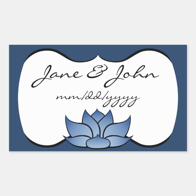 Rectangulaire Magnifique Lotus en Sticker Bleu (Devant)