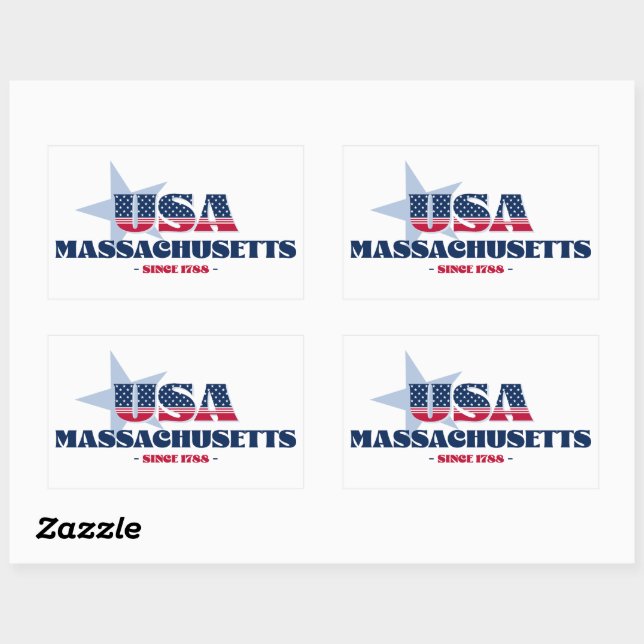Rectangulaire Massachusetts My Home State Sticker (Feuille)