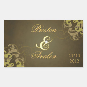 Rectangulaire Noble Gold Scroll Gold Enregistrer La Date Sticker