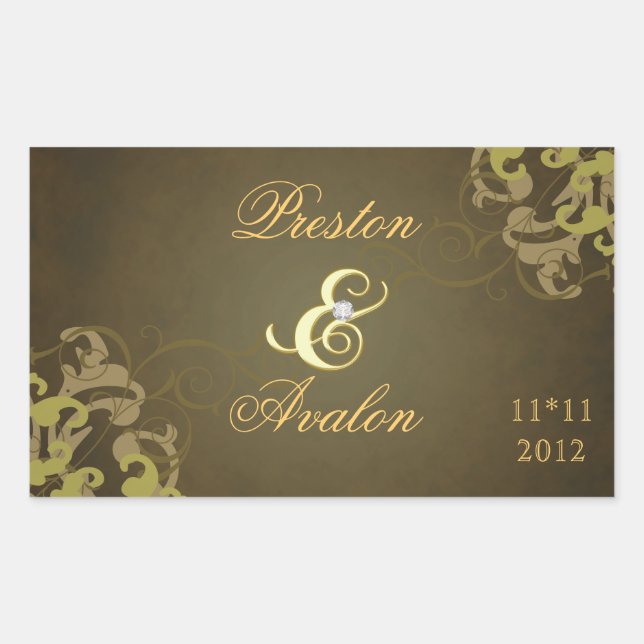 Rectangulaire Noble Gold Scroll Gold Enregistrer La Date Sticker (Devant)