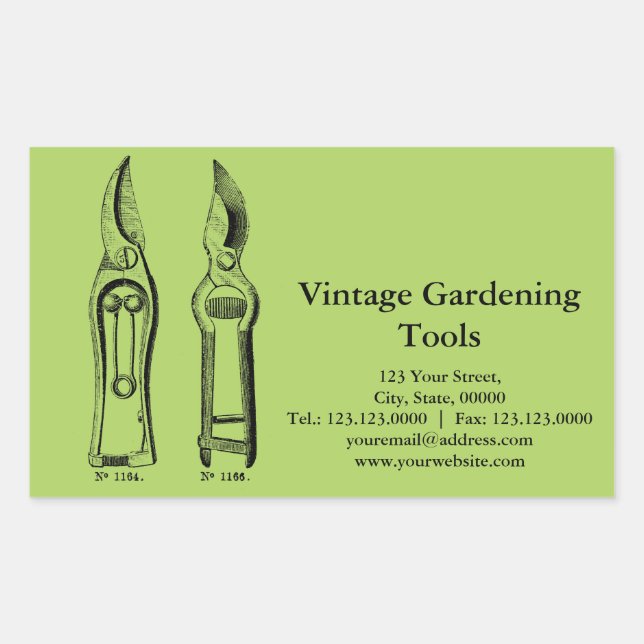 Rectangulaire Outils de jardinage vintages Pruners Sticker perso (Devant)