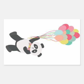 Rectangulaire Panda Party - Panda avec Ballons Sticker