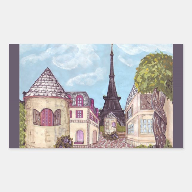 Rectangulaire Paris Tel Paysage, sticker Tour Eiffel, gris (Devant)