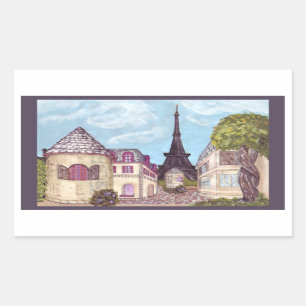 Rectangulaire Paris Tel Paysage, sticker Tour Eiffel, gris