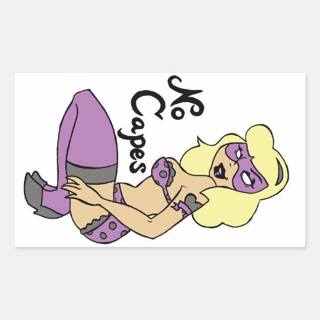 Rectangulaire Pas de Capes Superhéroïne Sticker Pin-Up (Devant)