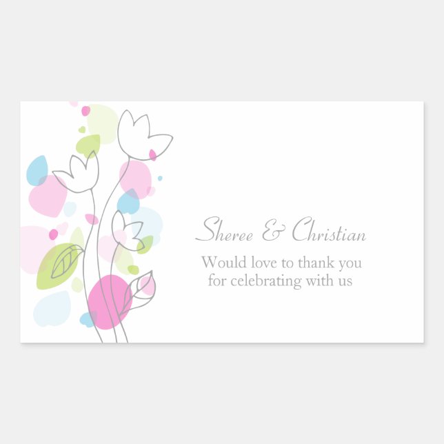 Rectangulaire Pétales de fleurs Confetti mariage merci sticker (Devant)