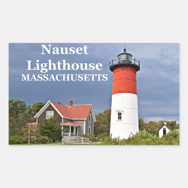 Rectangulaire Phare de Nauset, Cape Cod, Sticker Massachusetts (Devant)