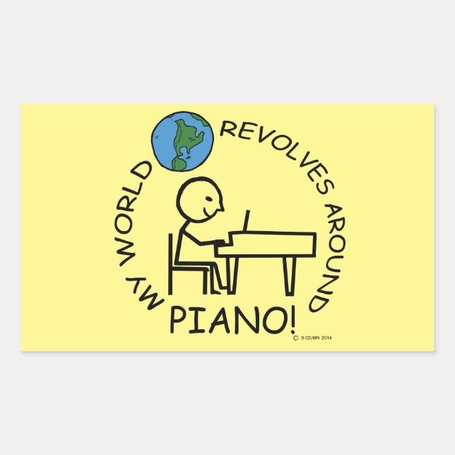 Rectangulaire Piano - Le Monde tourne autour d'un Sticker rectan (Devant)