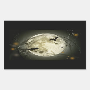 Rectangulaire Pleine lune sur Sticker Halloween