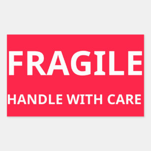 Rectangulaire Poignée fragile avec Sticker de soin