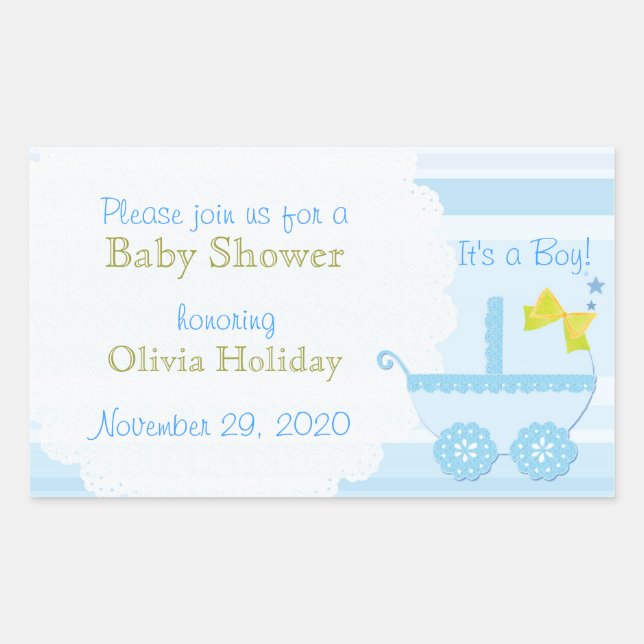 Rectangulaire Porte-bébé C'est un garçon ! Sticker Baby shower b (Devant)