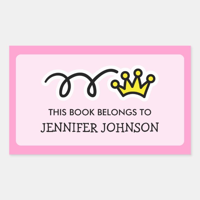 Rectangulaire Princess couronne Ce livre appartient à sticker ét (Devant)