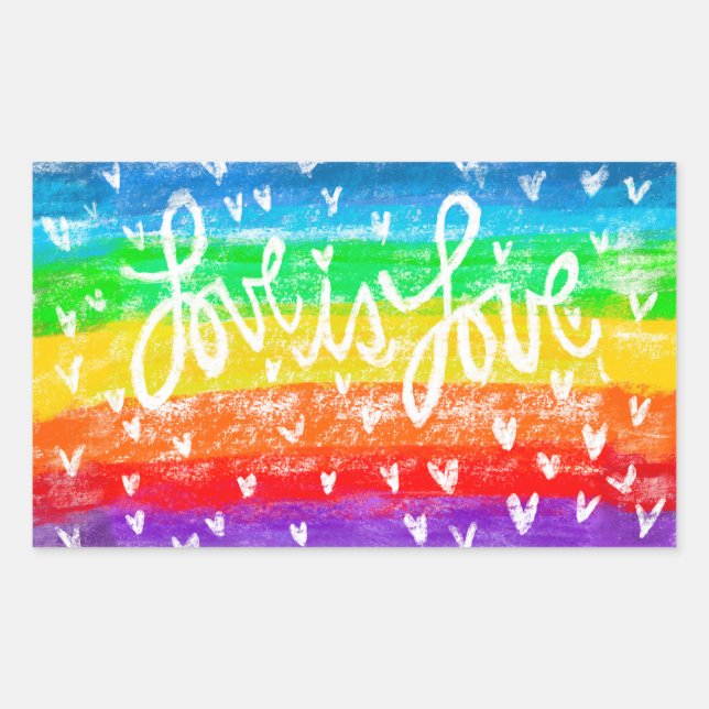Rectangulaire Rainbow LOVE est LOVE Sticker (Devant)