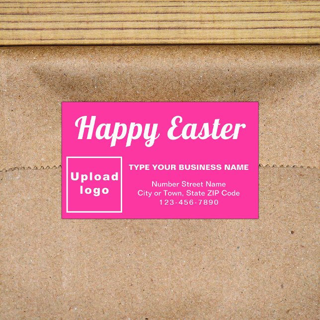 Rectangulaire Salutation de Pâques d'affaires sur Sticker Rectan (Business Easter greeting on pink rectangle sticker)