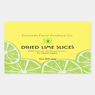 Rectangulaire Séché Lime Slices Sticker produit personnalisé
