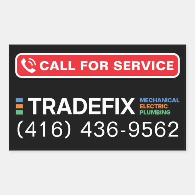 Rectangulaire Service Call Sticker (Devant)
