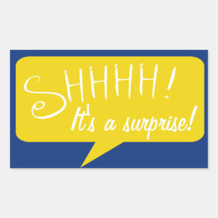 Rectangulaire Shhh Surprise Party - Sticker - Bleu et or