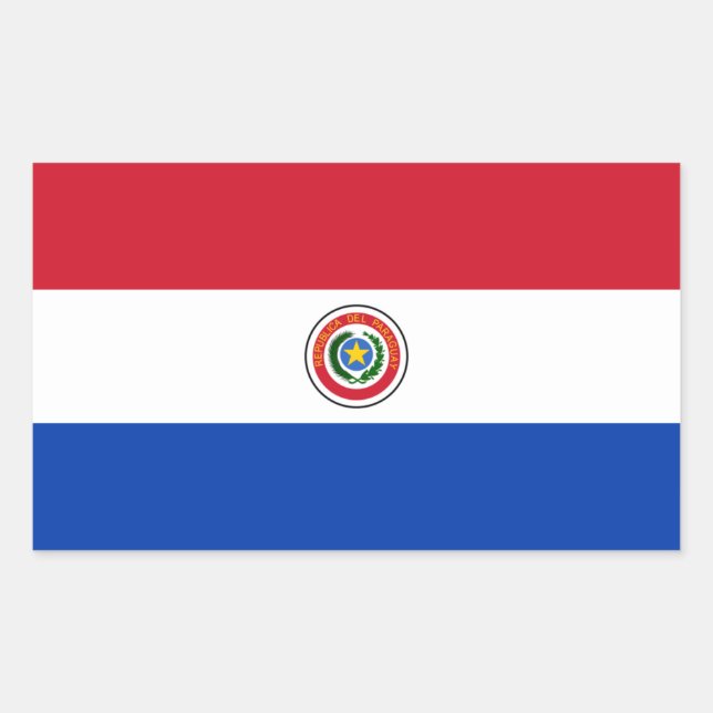 Rectangulaire Sticker à drapeau du Paraguay (Devant)