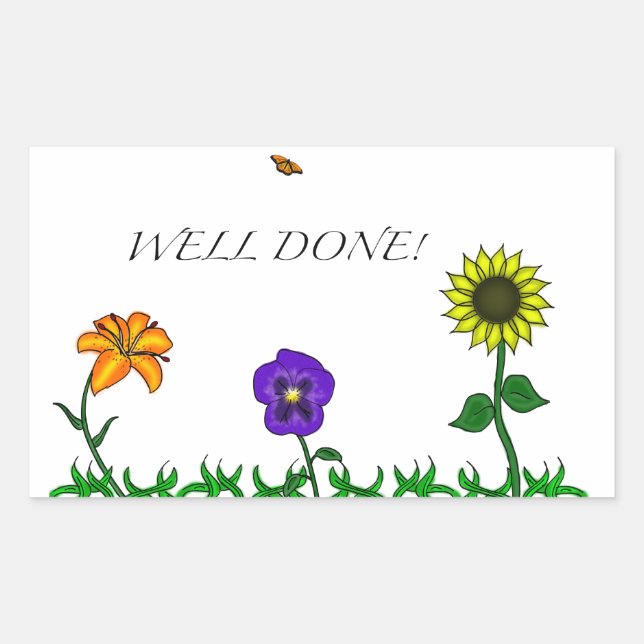 Rectangulaire sticker à fleurs bien fait (Devant)