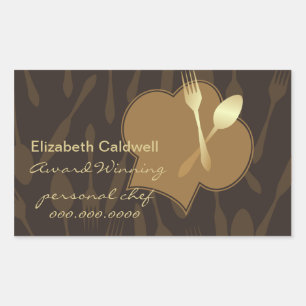 Rectangulaire Sticker à fourche et à fourche d'or du chef stylis
