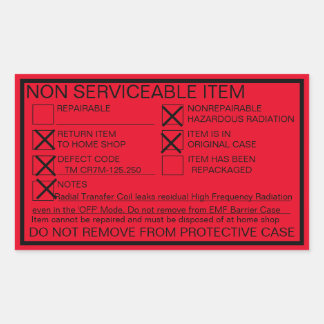 Rectangulaire Sticker à rayonnement non réparable