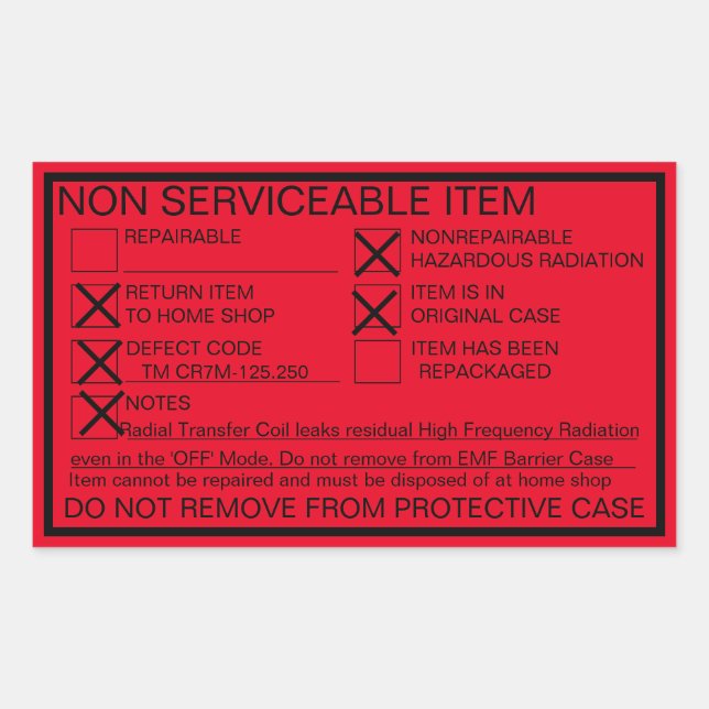 Rectangulaire Sticker à rayonnement non réparable (Devant)