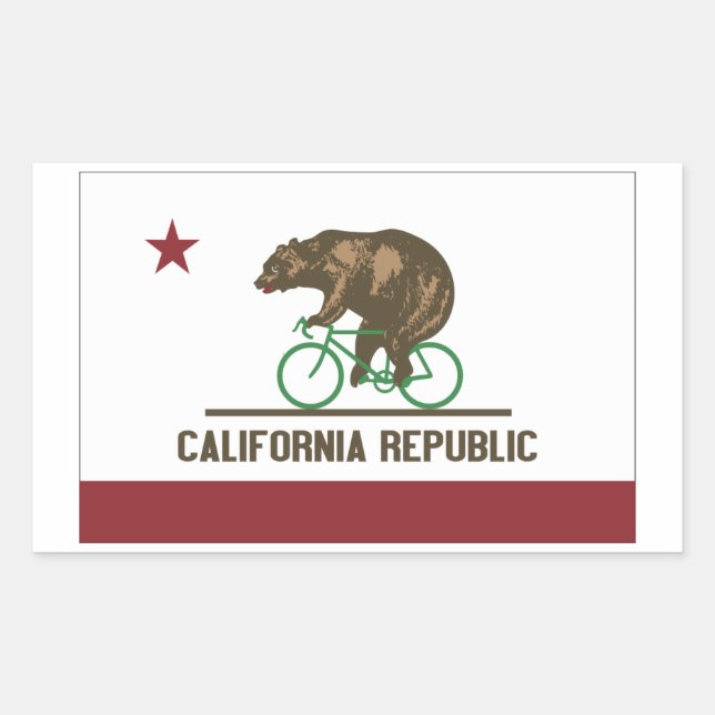 Rectangulaire Sticker à vélo à ours de Californie (Devant)