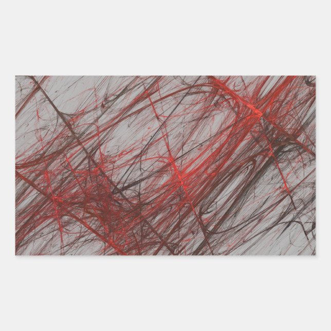 Rectangulaire Sticker Abstrait rectangle fractal gris-rouge (Devant)