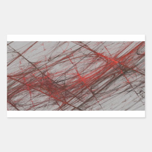 Rectangulaire Sticker Abstrait rectangle fractal gris-rouge