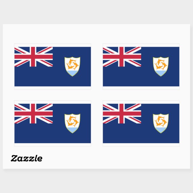 Rectangulaire Sticker Anguila Flag (Feuille)