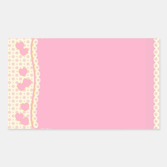 Rectangulaire Sticker Arrière - plan de coeur rose (Devant)
