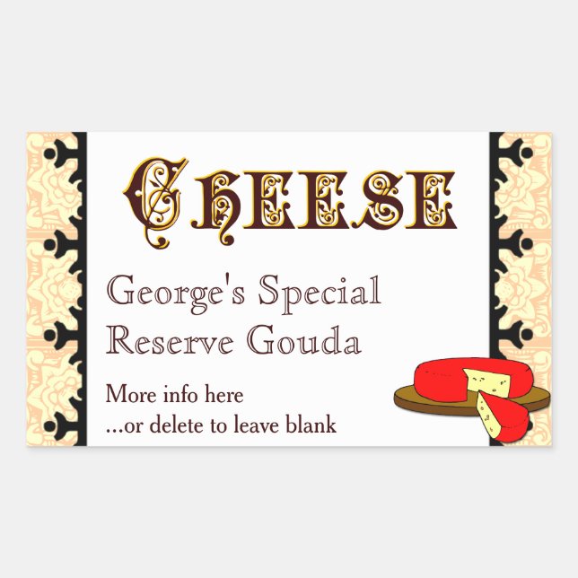 Rectangulaire Sticker au fromage maison personnalisé Modèle (Devant)