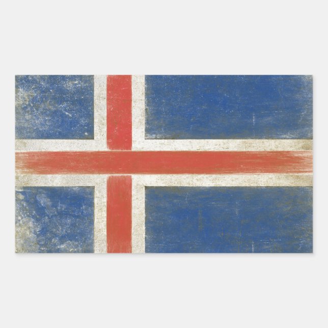 Rectangulaire Sticker avec Distressed d'Islande (Devant)