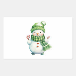 Rectangulaire Sticker avec Snowman mignon