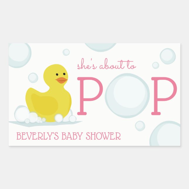 Rectangulaire Sticker Baby shower en caoutchouc Pink (Devant)