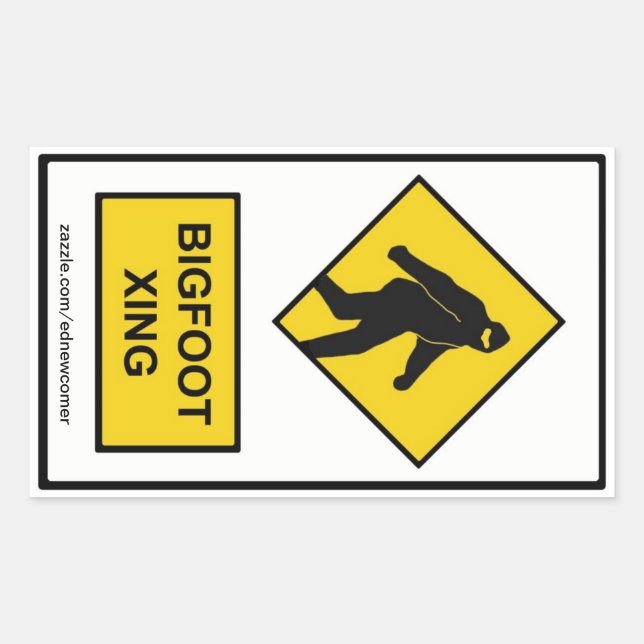 Rectangulaire Sticker Bigfoot Xing (blanc) (Devant)