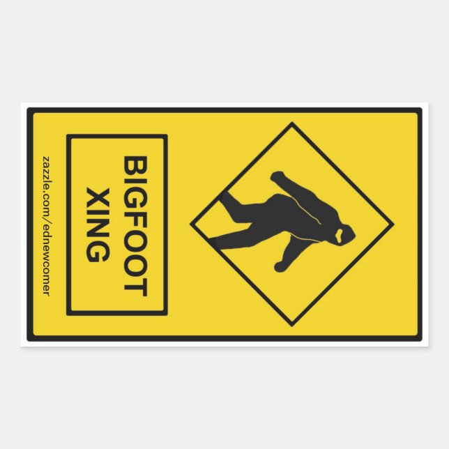Rectangulaire Sticker Bigfoot Xing (Jaune) (Devant)