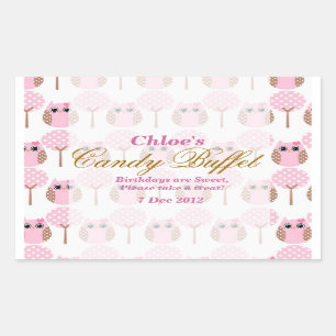Rectangulaire Sticker Buffet Anniversaire de Chouette Whimsical