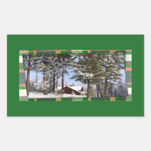 Rectangulaire Sticker "Cabine de Noël"