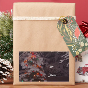 Rectangulaire Sticker cadeau hiver Wonderland