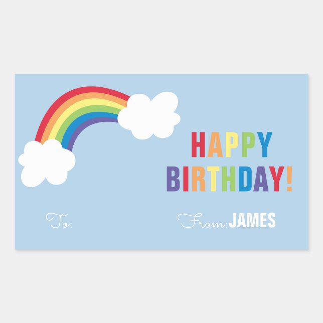Rectangulaire Sticker cadeau Whimsical Rainbow personnalisé (Devant)