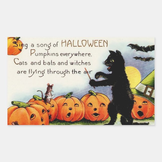 Rectangulaire Sticker Citrouille Halloween vintage drôle effraya (Devant)