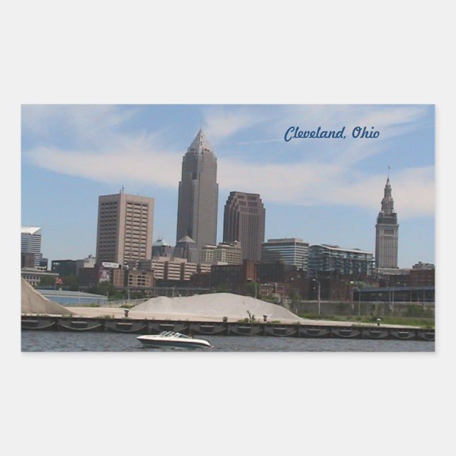Rectangulaire Sticker Cleveland OH Skyline (Devant)