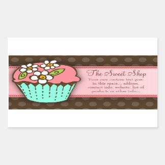 Rectangulaire Sticker Cupcake Fleurs