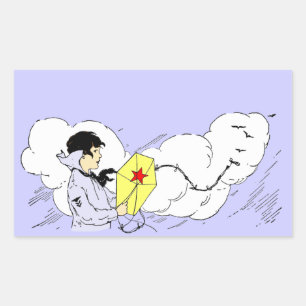 Rectangulaire Sticker d'art Vintage de cerf-volant