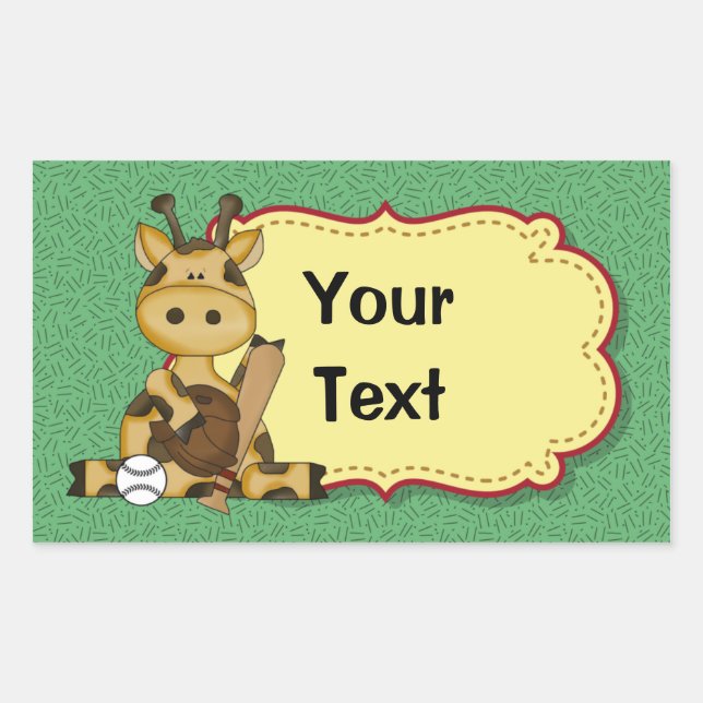 Rectangulaire Sticker de baseball Giraffe (Devant)