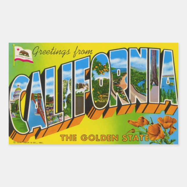Rectangulaire Sticker de Californie vintage (Devant)